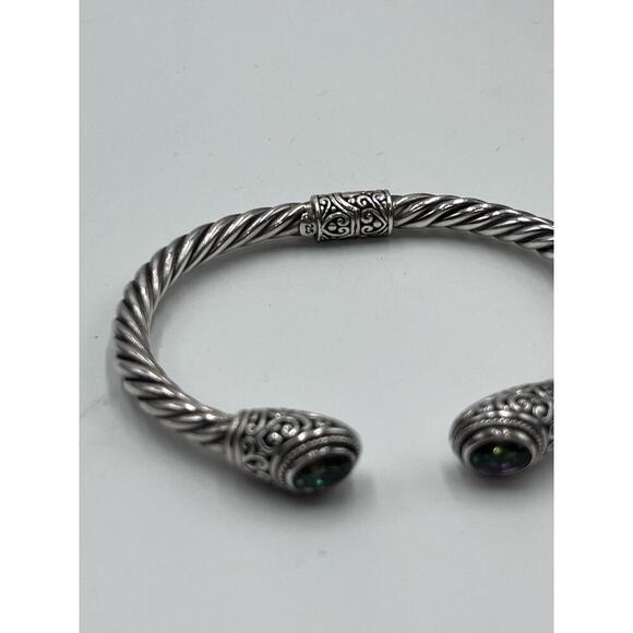 Sterling Silver Artisan 925 Mystic
Quartz Balinese Hinge Bangle Bracelet 20g - Picture 13 of 14